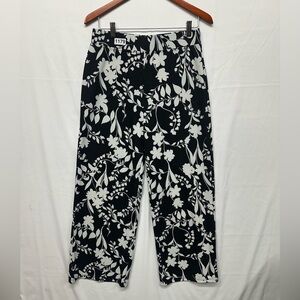 Isaac Mizrahi Live Black White Floral Pull-On Pants Size Small